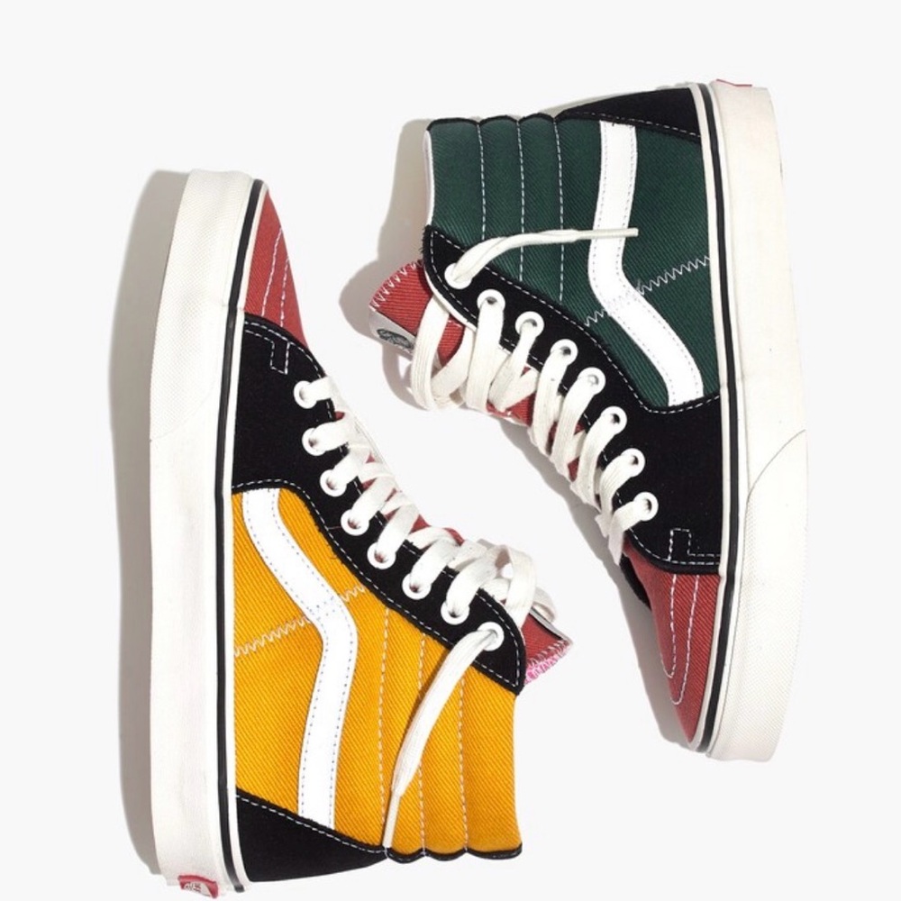 Vans White and Blue High-Top Sneakers